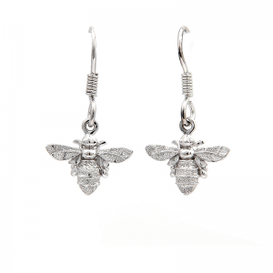 Bee drop earrings in silver