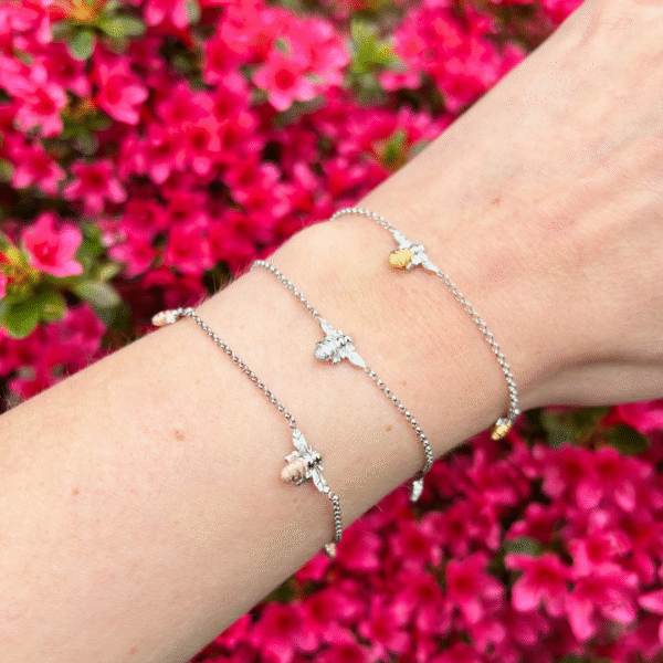 Four Bee Bracelet - Silver & Rose Gold - Image 2